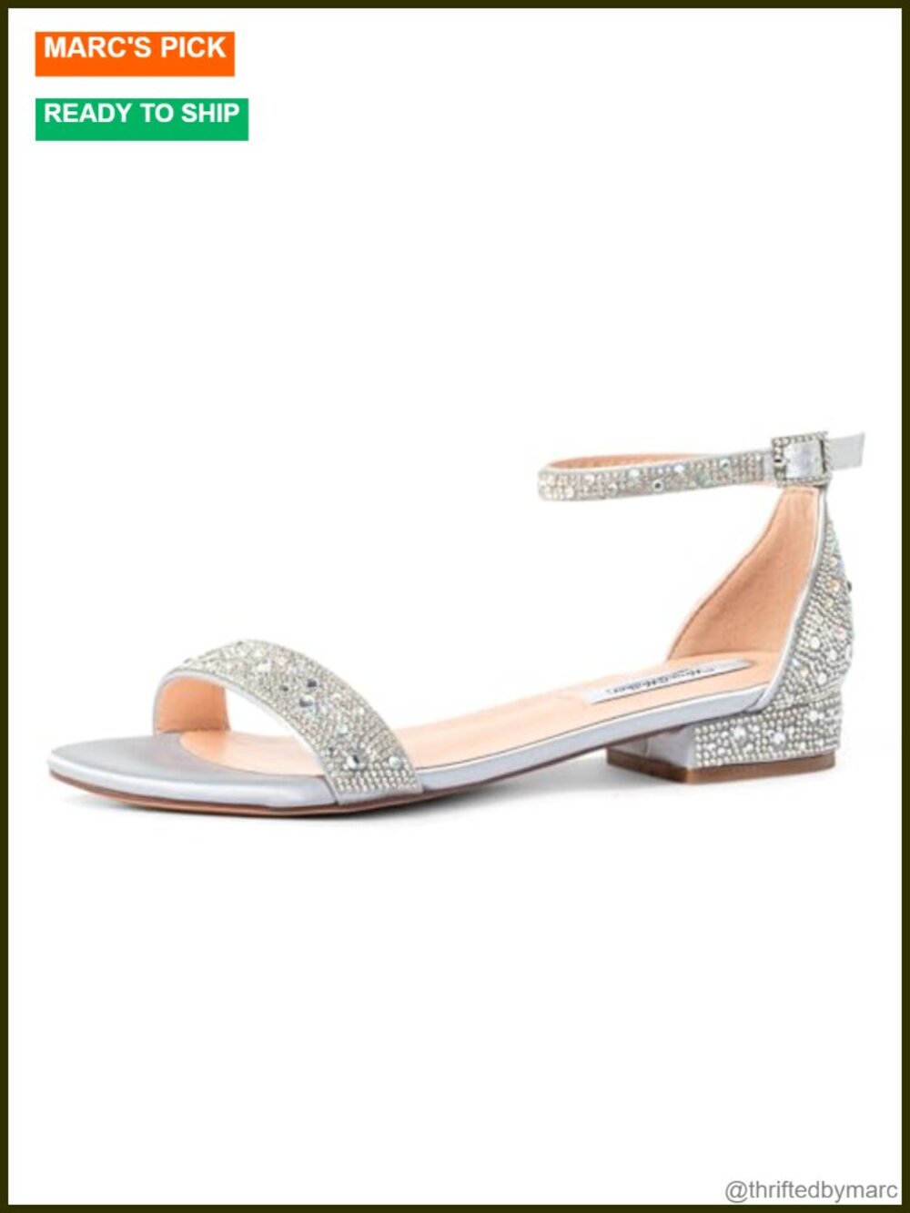 Women's Rhinestone Bridal Sandals Low Heel